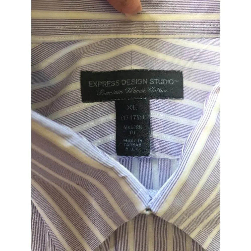Express Design Studio Shirt Mens XL 17-17.5 Modern Fit Button Up French‎ Cuff
